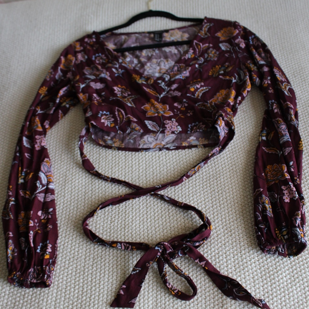 Flowered Wrap Crop Top